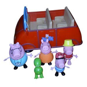 Peppa Pig Talking Red Car Figures Lot George Pig Mummy Pig Daddy Pig Dinosaur